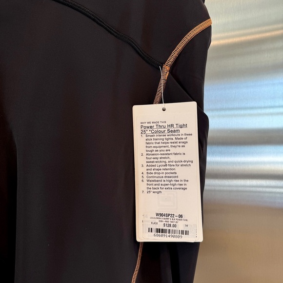 NWT Lululemon Power Thru Legging x Barry’s Tights in Black Orange colour seam - Picture 6 of 16